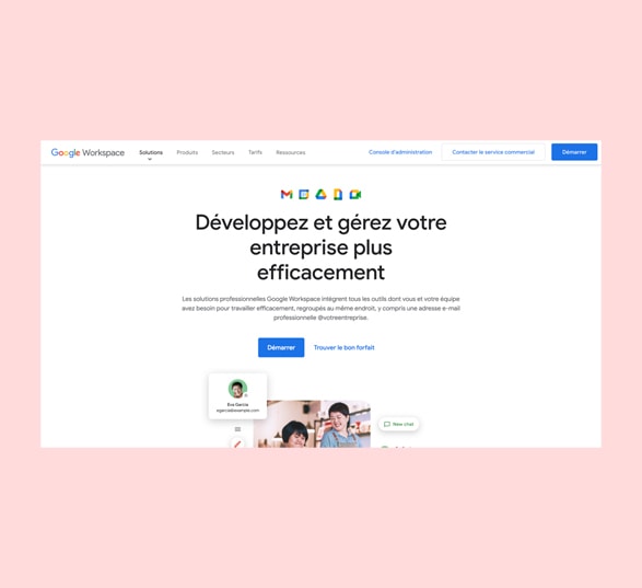 page d’accueil de google workspace