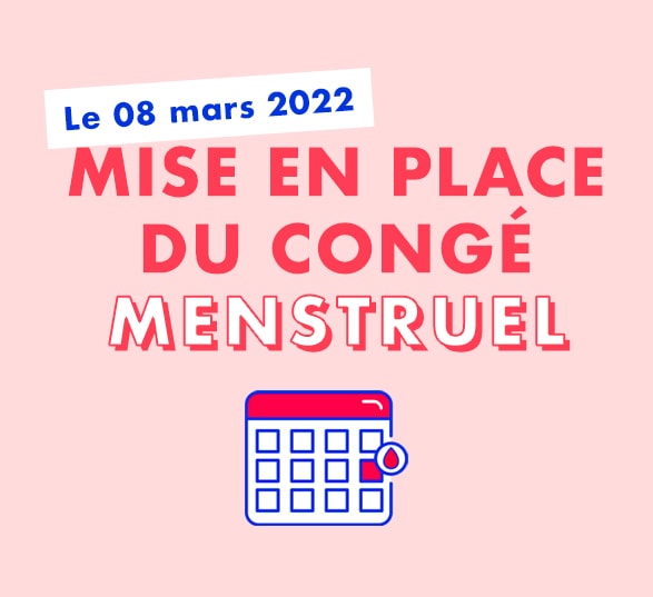 texte rouge sur fond rose sur le congé menstruel