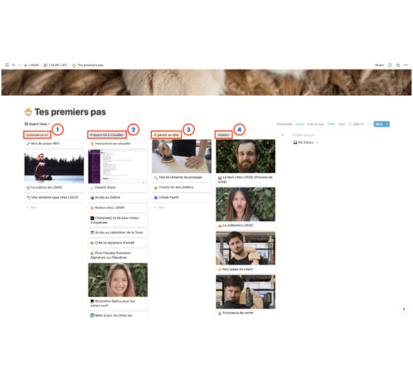capture d’écran d’une page notion onboarding