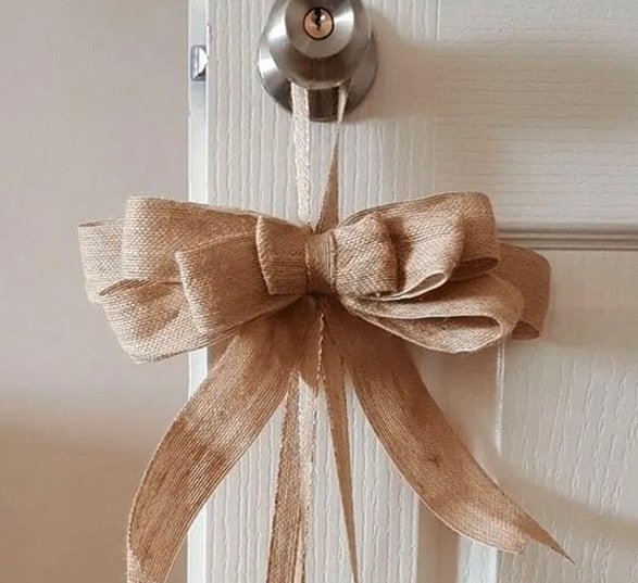 Décoration de Noël en toile de jute pour pognée de porte