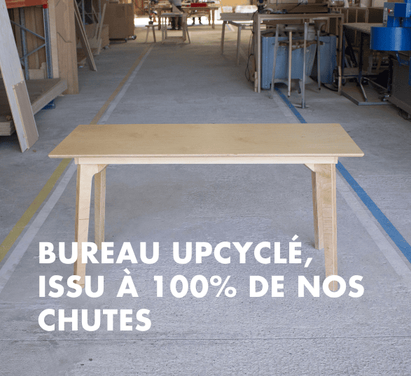 bureau issu du réemploi, à partir de chutes de bois de bouleau